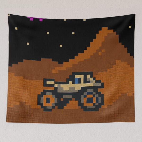 Item preview, Pixel Art Space Adventure With Alien UFO and Moon Rover. designed and sold by The-T-In-Retro.