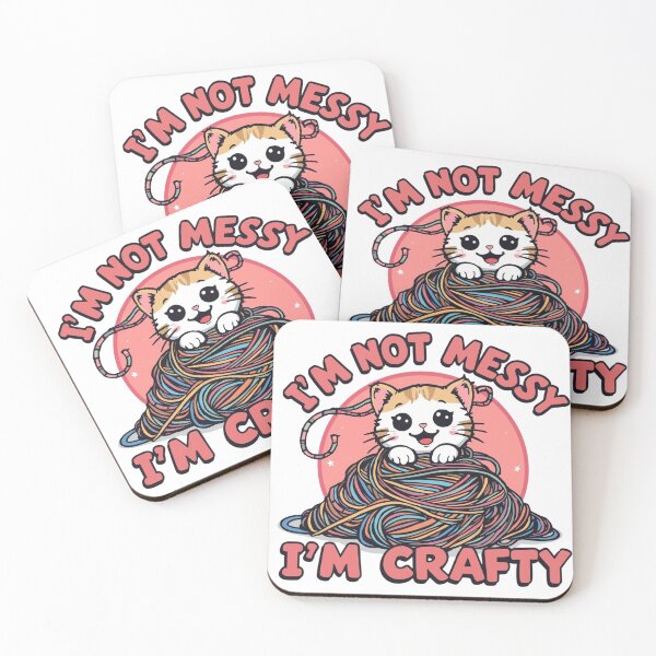 Item preview, Funny Cat & Knitting Quote - I'm Not Messy I'm Crafty designed and sold by ShirtHatch.
