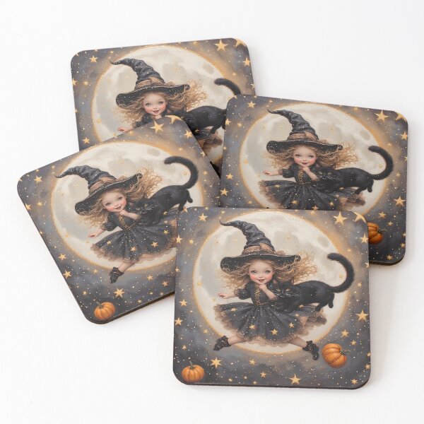 Item preview, A witch and a black cat on Halloween night. designed and sold by Natalia-Vlad.