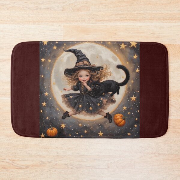 Item preview, A witch and a black cat on Halloween night. designed and sold by Natalia-Vlad.