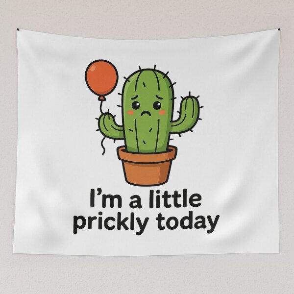 Item preview, Sad Cartoon Cactus Holding Balloon Funny Quote Design. designed and sold by The-T-In-Retro.
