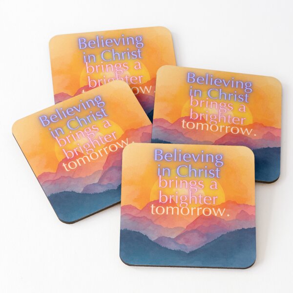 Item preview, Believing in Christ Brings Brighter Tomorrow Christian Wall Art - Inspirational Watercolor Sunrise Print designed and sold by Darcy'sArtfortheHeart.