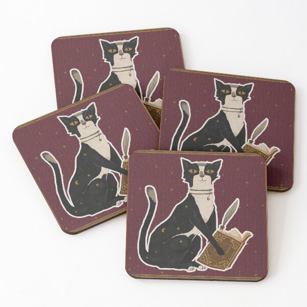 Item preview, Tuxedo Cat Writing Quill Medieval Art designed and sold by PictorialWhimsy.