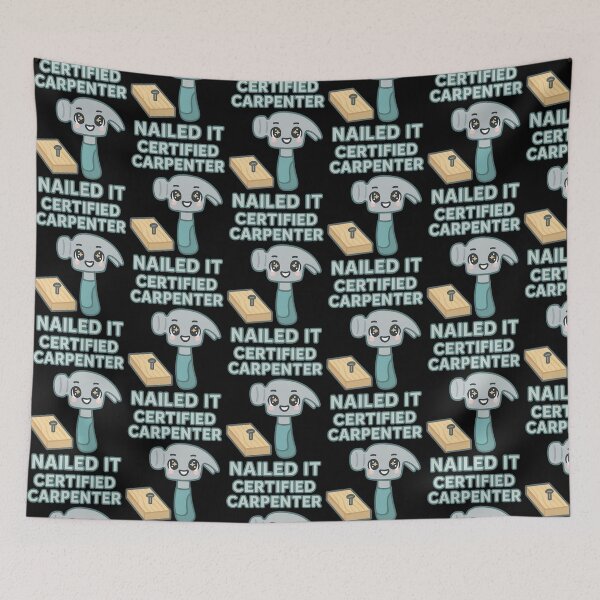 Item preview, Certified Carpenter Nailed It Cute Kawaii Hammer Design designed and sold by TeeTimeTreasure.
