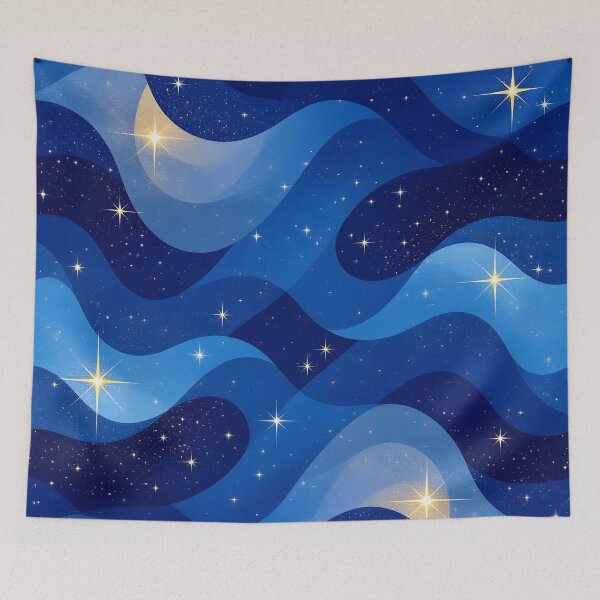 Item preview, Celestial Stars And Waves In Blue designed and sold by debbiedwarika.