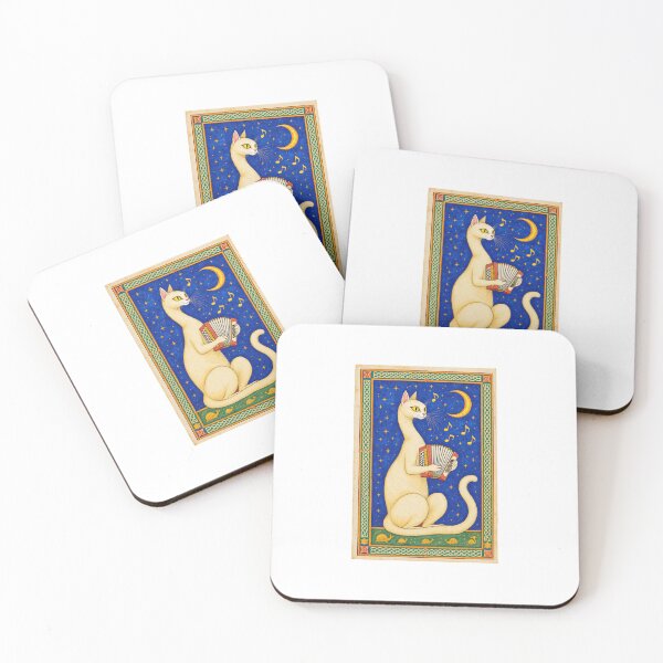 Item preview, Cream Cat Playing Organ Medieval Manuscript designed and sold by PictorialWhimsy.