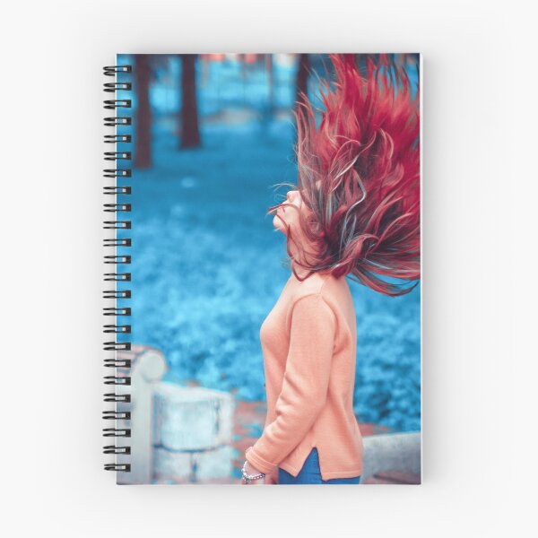 Item preview, Fire and Ice: Surreal Red Hair Flip Against Blue Park designed and sold by MDB_Shop.
