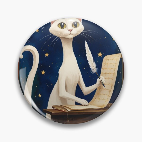 Item preview, Cream Cat Writing Quill Medieval Art designed and sold by PictorialWhimsy.