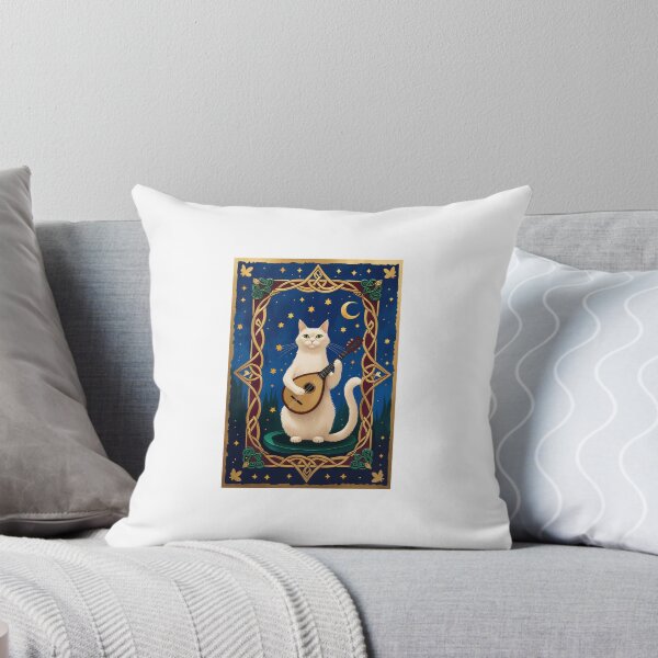 Item preview, Cream Cat Lute Medieval Manuscript designed and sold by PictorialWhimsy.