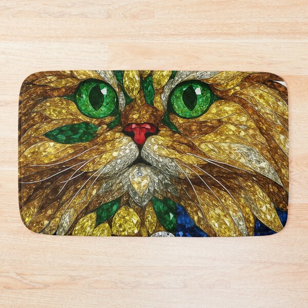 Item preview, Jeweled Persian Cat with Emerald Eyes and Ruby Heart designed and sold by DigitalGemArt.