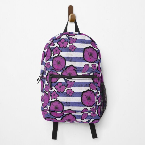 Item preview, Big Bold Purple Watercolor Poppy Flowers on Textured Stripes designed and sold by Goddessart.
