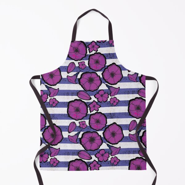 Item preview, Big Bold Purple Watercolor Poppy Flowers on Textured Stripes designed and sold by Goddessart.