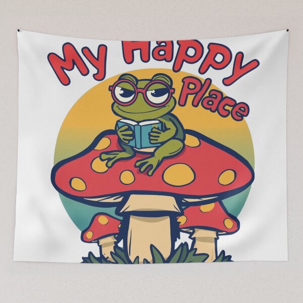 Item preview, Cute Frog Reading Book on Mushroom - Cottagecore Aesthetic designed and sold by ShirtHatch.