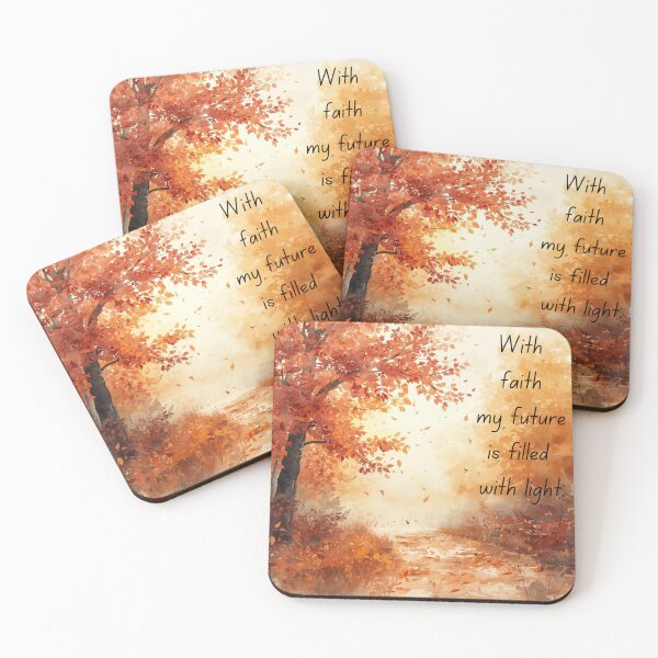 Item preview, With Faith My Future is Filled With Light - Autumn Path Watercolor Christian Wall Art Print designed and sold by Darcy'sArtfortheHeart.