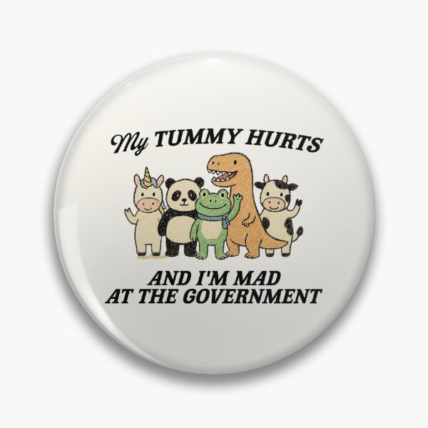 Item preview, My Tummy Hurts and I'm Mad at the Government, funny animal t shirt, meme t shirt, drawing t shirt, unhinged humor t shirt, weird vintage cartoon unisex designed and sold by samidsou.