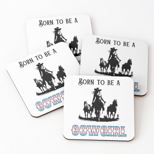 Item preview, Born To Be a Cowgirl (cowgirl + horses) - Transgender Pride Flag designed and sold by CC's Designs.