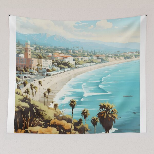 Item preview, Santa Monica California Beach Travel Poster Vintage designed and sold by LaFabricaArt.