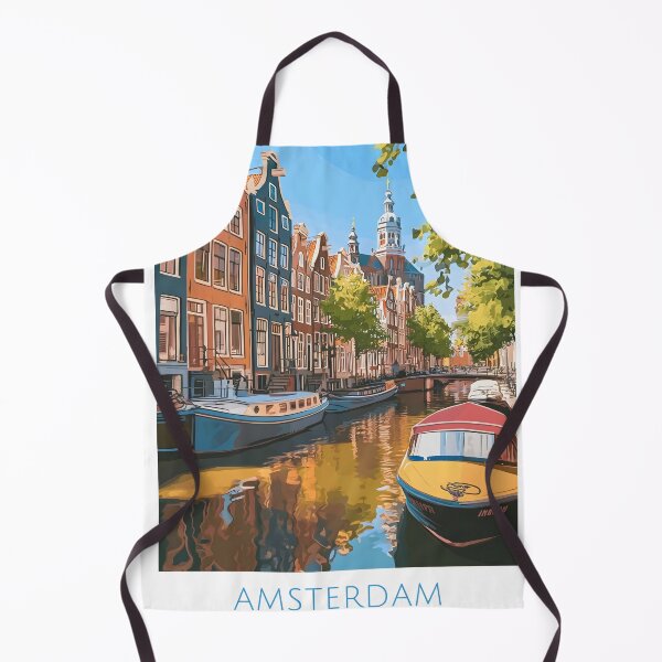 Item preview, Amsterdam Canal Houses Vintage Netherlands Travel Poster designed and sold by LaFabricaArt.