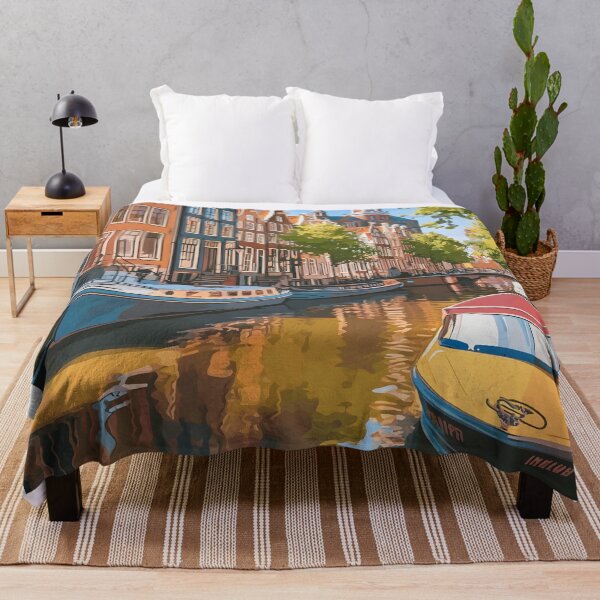 Item preview, Amsterdam Canal Houses Vintage Netherlands Travel Poster designed and sold by LaFabricaArt.