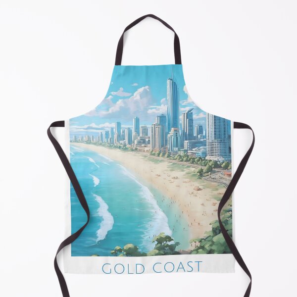 Item preview, Gold Coast Australia Beach Skyscraper Vintage Travel Print designed and sold by LaFabricaArt.