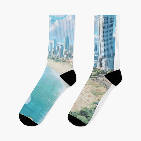 Item preview, Gold Coast Australia Beach Skyscraper Vintage Travel Print designed and sold by LaFabricaArt.