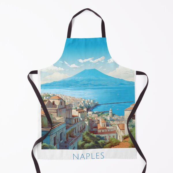 Item preview, Naples Vesuvius Italy Vintage Mediterranean Travel Poster designed and sold by LaFabricaArt.
