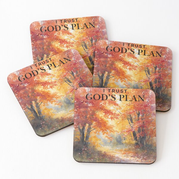 Item preview, I Trust God's Plan Autumn Forest Path - Christian Faith Watercolor Wall Art Print designed and sold by Darcy'sArtfortheHeart.