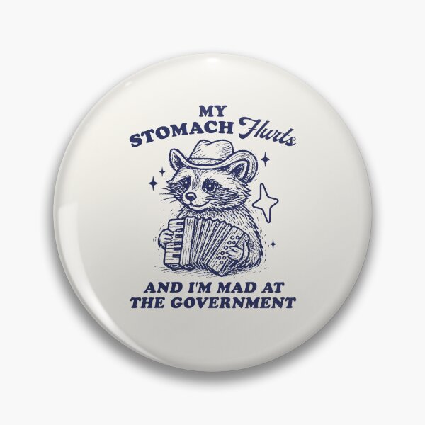 Item preview, Raccoon My Stomach Hurts and I'm Mad at the Government, unisex t shirt, funny meme t shirt, unhinged humor t shirt, trash panda t shirt, vintage drawing t shirt, cowboy animal designed and sold by samidsou.