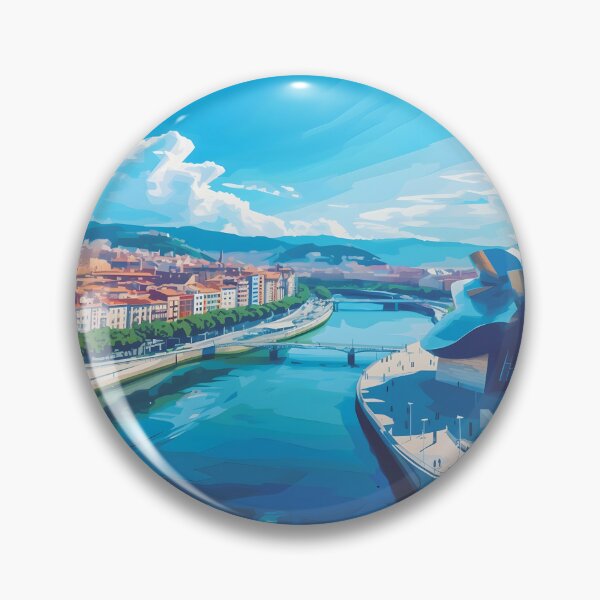 Item preview, Bilbao Guggenheim Spain Vintage Architectural Travel Poster designed and sold by LaFabricaArt.