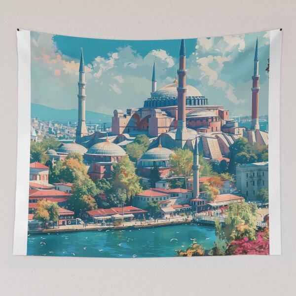 Item preview, Istanbul Hagia Sophia Turkey Vintage Travel Poster Art designed and sold by LaFabricaArt.
