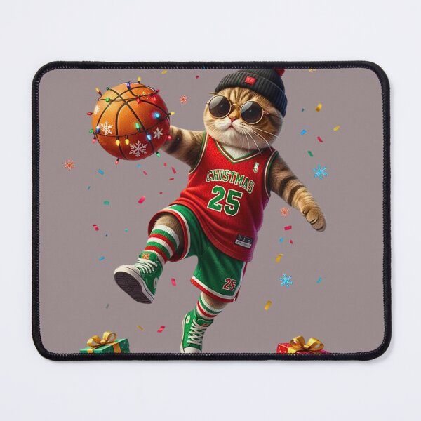 Item preview, Christmas Basketball Cat | Cool Cat Dunking | Funny Festive Sports Kitty Jersey 25 designed and sold by E-SarnEdge.
