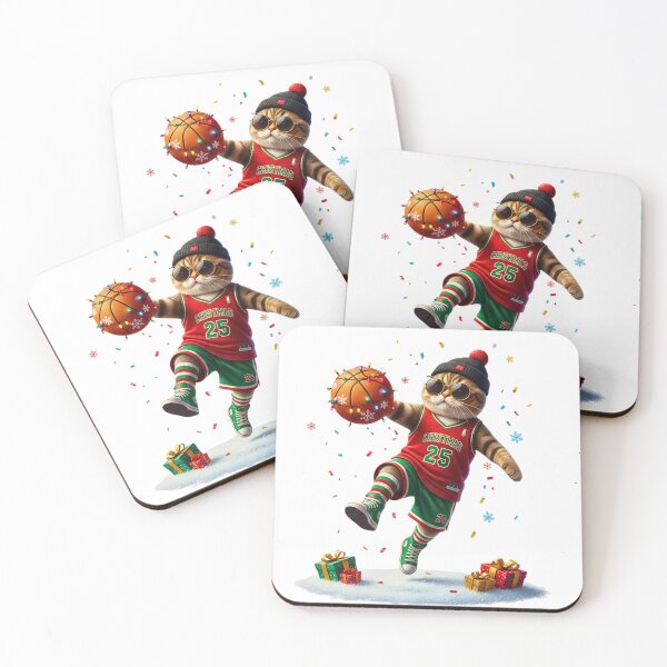 Item preview, Christmas Basketball Cat | Cool Cat Dunking | Funny Festive Sports Kitty Jersey 25 designed and sold by E-SarnEdge.