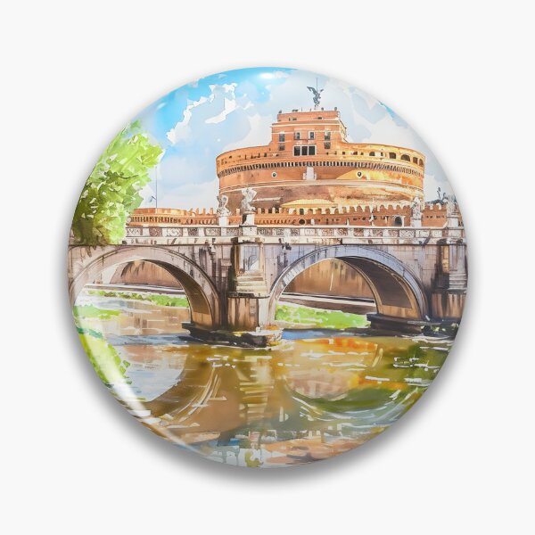 Item preview, Castel Sant'Angelo Rome Vintage Watercolor Travel Poster designed and sold by LaFabricaArt.