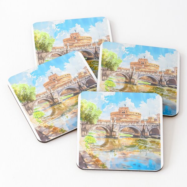 Item preview, Castel Sant'Angelo Rome Vintage Watercolor Travel Poster designed and sold by LaFabricaArt.