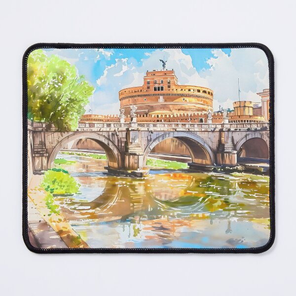 Item preview, Castel Sant'Angelo Rome Vintage Watercolor Travel Poster designed and sold by LaFabricaArt.