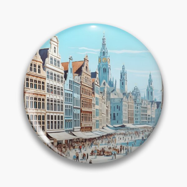 Artikelvorschau, Antwerpen Belgien Grote Markt Vintage Reiseplakatdruck entworfen und verkauft von LaFabricaArt.