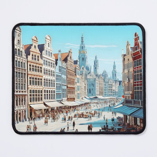 Item preview, Antwerp Belgium Grote Markt Vintage Travel Poster Print designed and sold by LaFabricaArt.