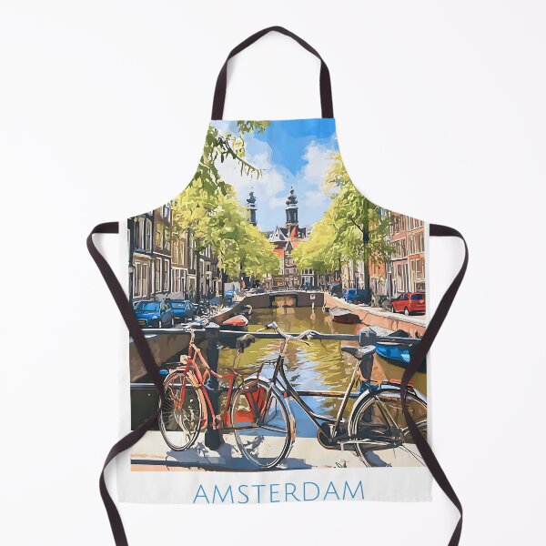 Item preview, Amsterdam Canal View Bikes Vintage Netherlands Travel Poster designed and sold by LaFabricaArt.