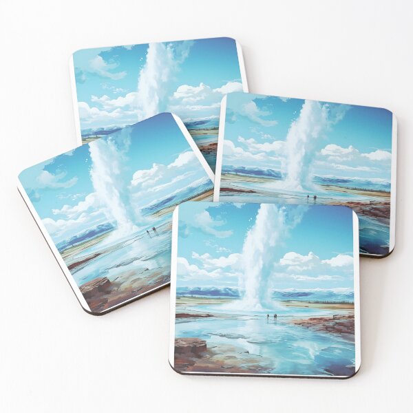 Item preview, Geysir Strokkur Iceland Vintage Nature Travel Poster designed and sold by LaFabricaArt.