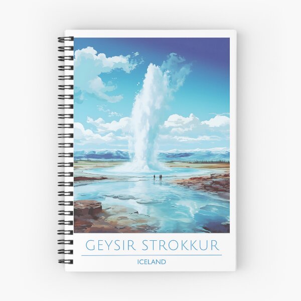 Item preview, Geysir Strokkur Iceland Vintage Nature Travel Poster designed and sold by LaFabricaArt.