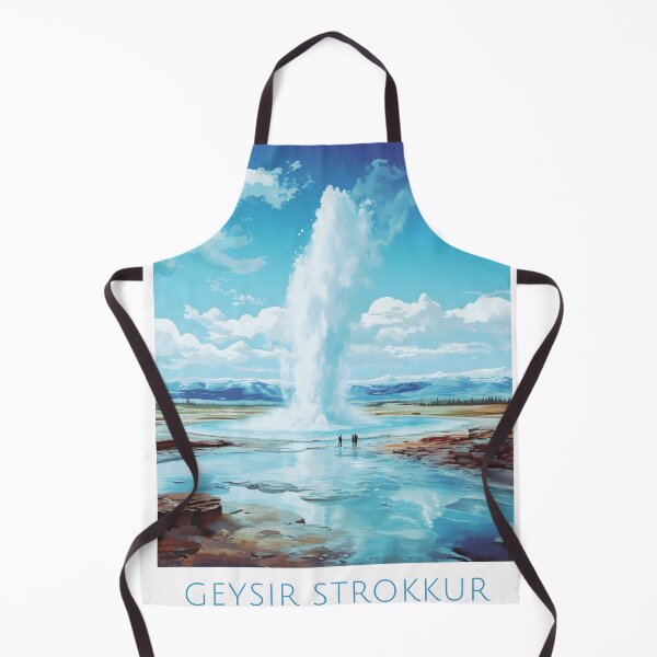 Item preview, Geysir Strokkur Iceland Vintage Nature Travel Poster designed and sold by LaFabricaArt.