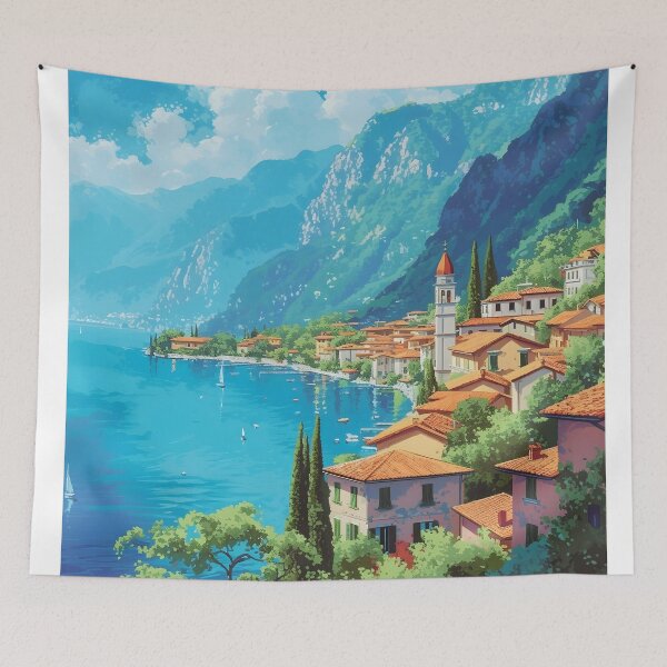 Item preview, Limone Lake Garda Italy Vintage Mountain Travel Poster designed and sold by LaFabricaArt.