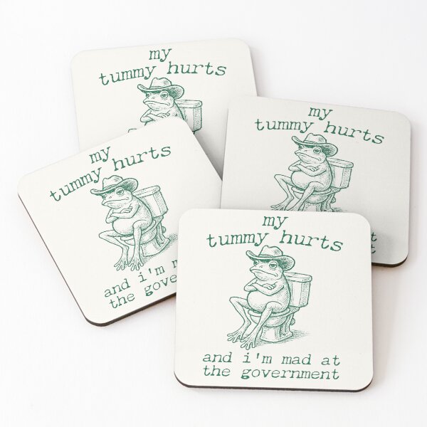 Item preview, My Tummy Hurts and I'm Mad at the Government, funny frog t shirt, meme t shirt, drawing t shirt, unhinged humor t shirt, weird vintage unisex designed and sold by samidsou.