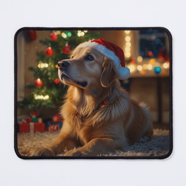 Item preview, Christmas Dog with Santa Hat and Lights designed and sold by PetJoyPrintsCO.
