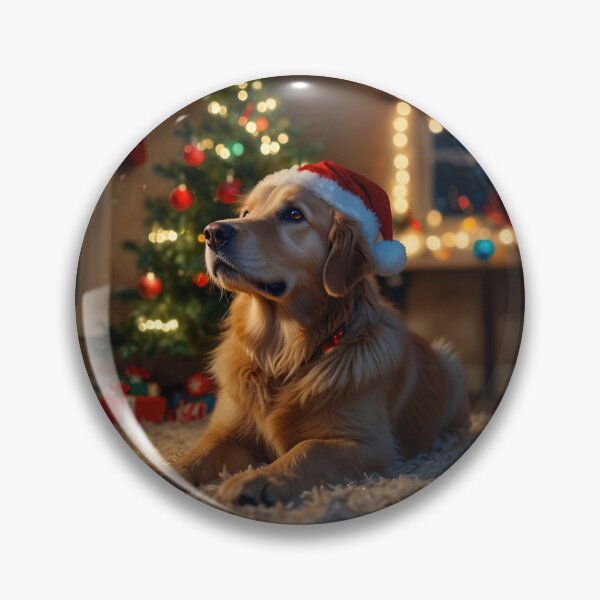 Item preview, Christmas Dog with Santa Hat and Lights designed and sold by PetJoyPrintsCO.