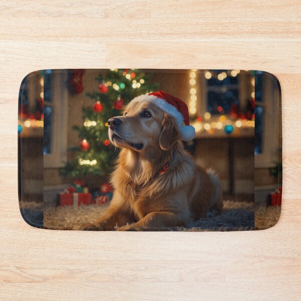 Item preview, Christmas Dog with Santa Hat and Lights designed and sold by PetJoyPrintsCO.