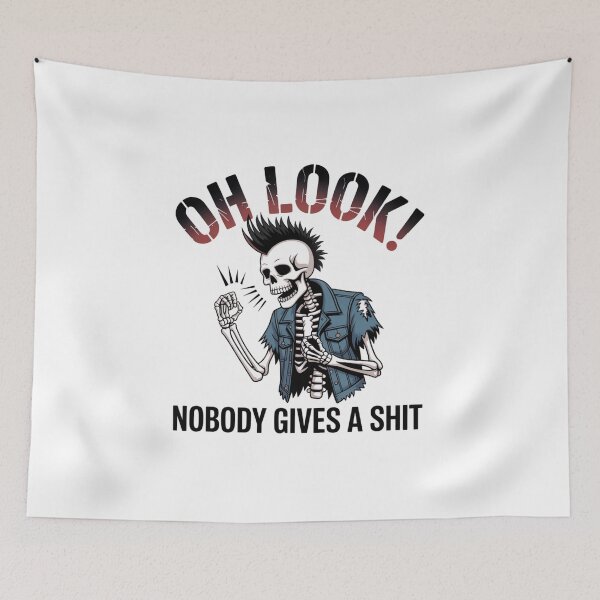 Item preview, Hilarious "Oh Look! Nobody Gives a Shit" Sarcastic Skeleton Graphic T-Shirt by ClothesbestSkeletonsArt designed and sold by Clothesbest.