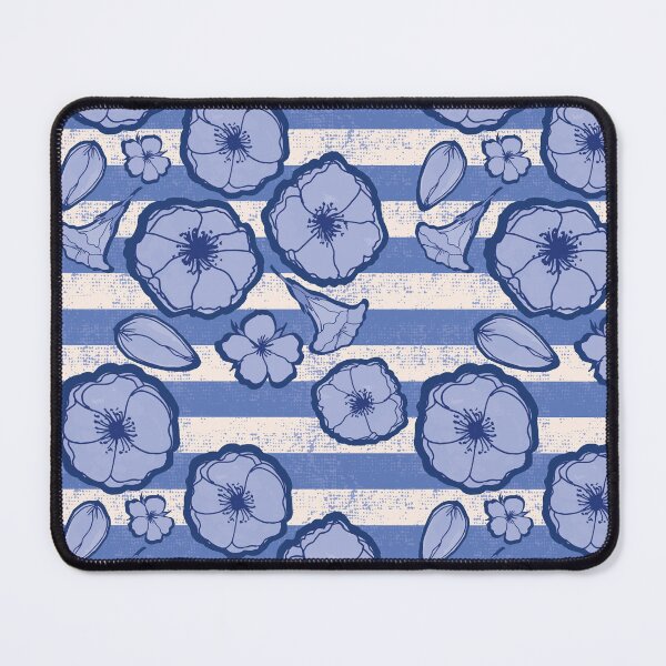 Item preview, Big Bold Blue Watercolor Poppy Flowers on Textured Stripes designed and sold by Goddessart.