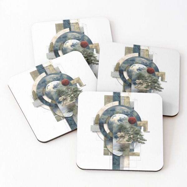 Item preview, Red Moon Over Still Waters: A Landscape Encased in Geometry designed and sold by bloorose.
