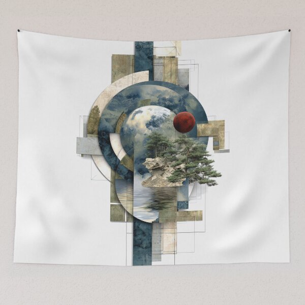 Item preview, Red Moon Over Still Waters: A Landscape Encased in Geometry designed and sold by bloorose.